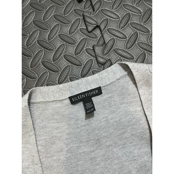 Eileen Fisher Long Open Front Cardigan Silk Organic Cotton Blend Pearl Gray XS - Picture 4 of 8